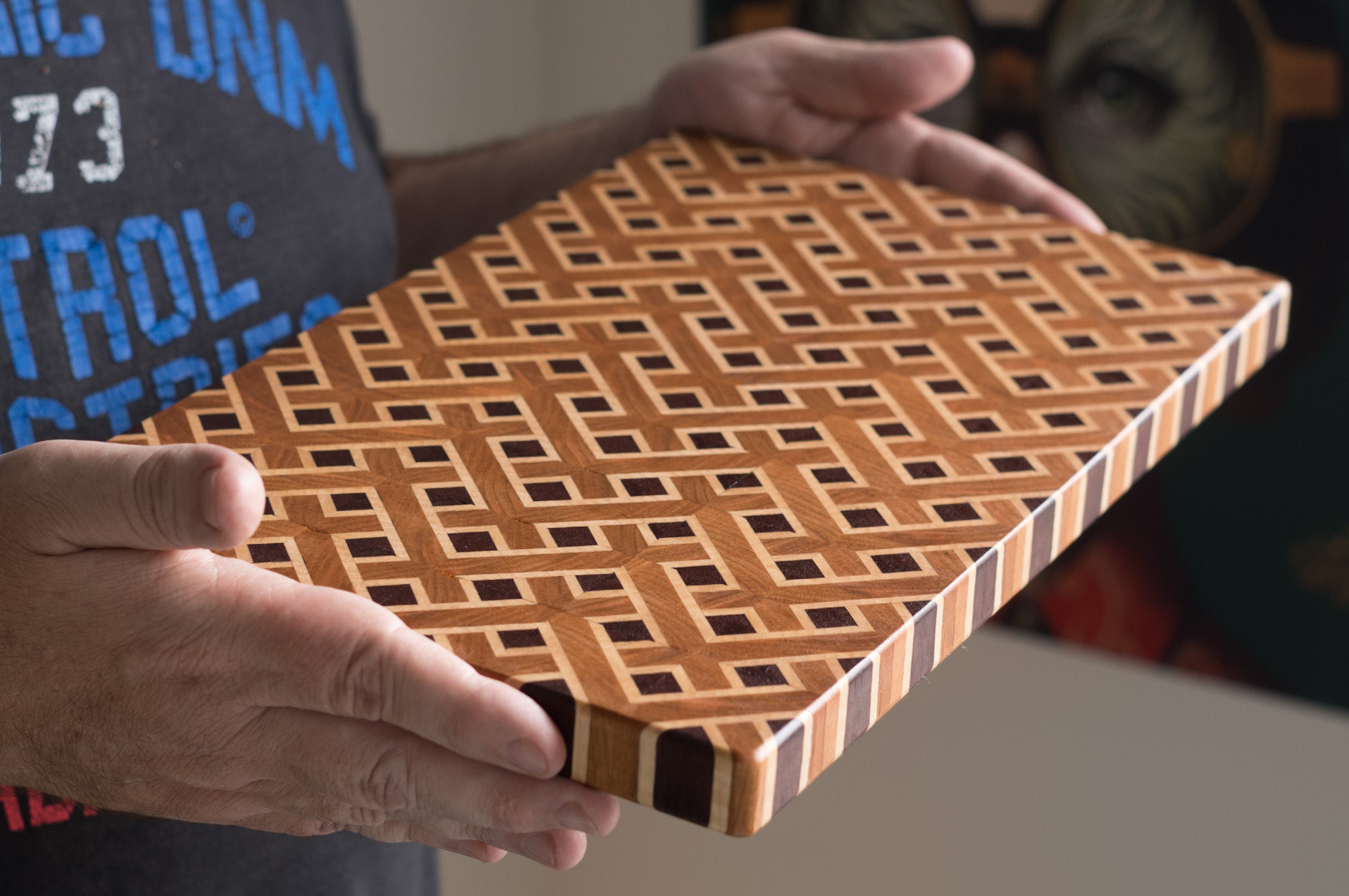 A patterned cutting board